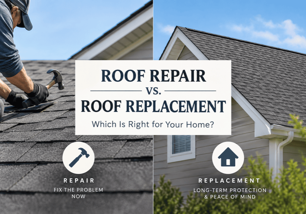 Roof replacement vs roof repair decision guide for a Colorado home with hail damage.