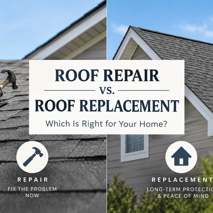 Roof replacement vs roof repair decision guide for a Colorado home with hail damage.